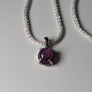 Star Sapphire 3.19 Carat Sterling Silver Necklace Unheated Natural 20-22" Rope